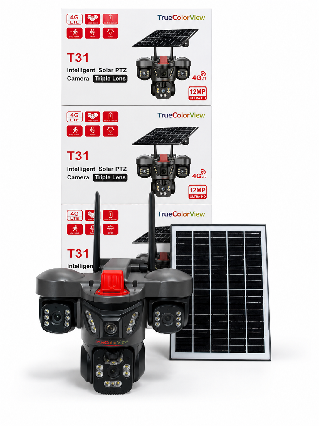 T31 Intelligent Solar PTZ Camera (Triple Lens) – 12MP 4G LTE