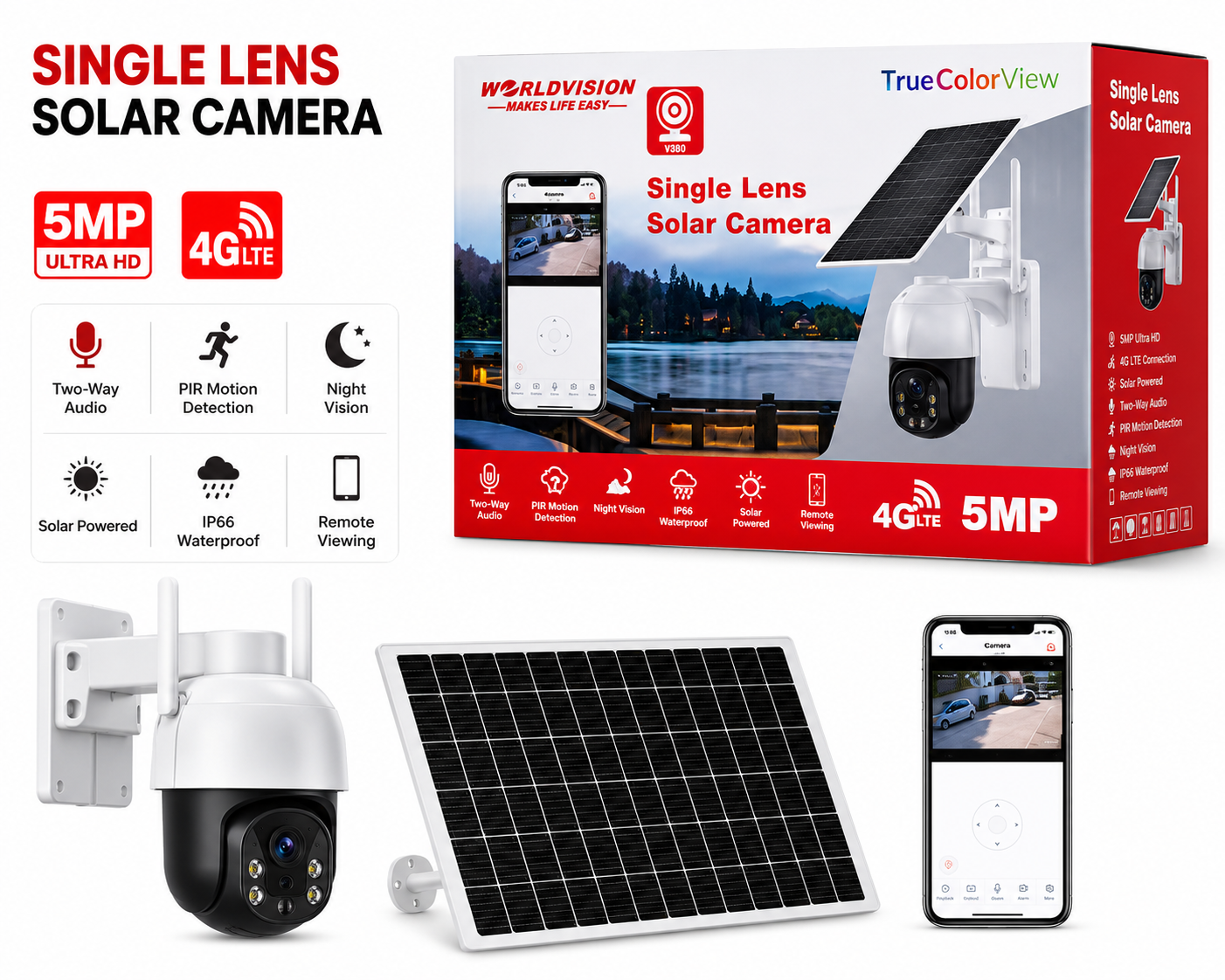HD Single Lens Solar Camera | 5MP Ultra HD